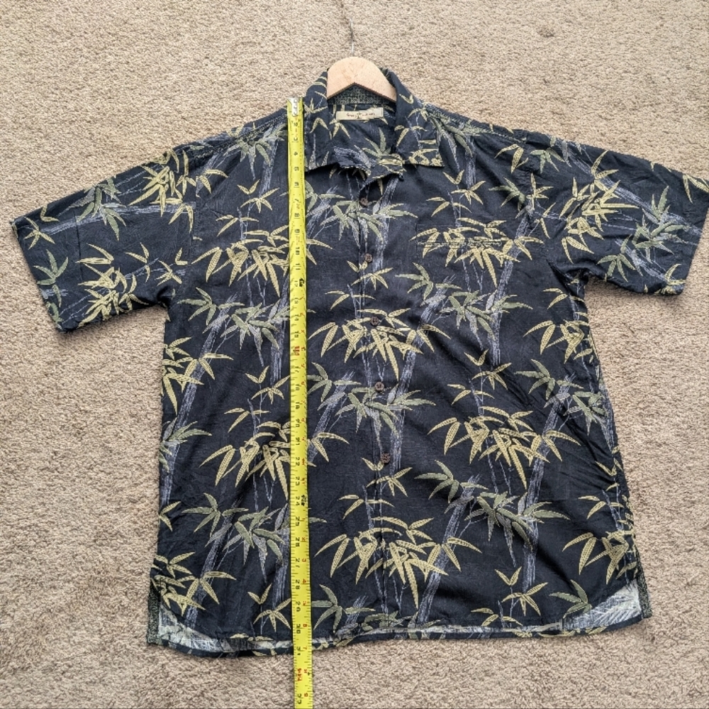 Tommy Bahama Black Bamboo Print Shirt, 100% Silk, XL - Picture 3 of 5